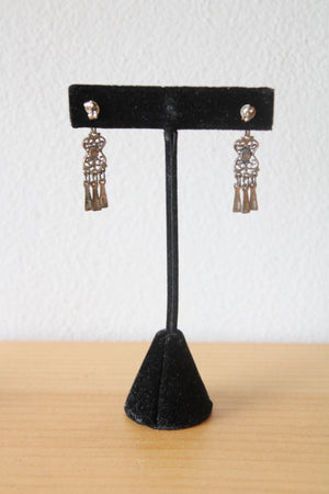 Western Style Sterling Silver Onyx Dangle Earrings