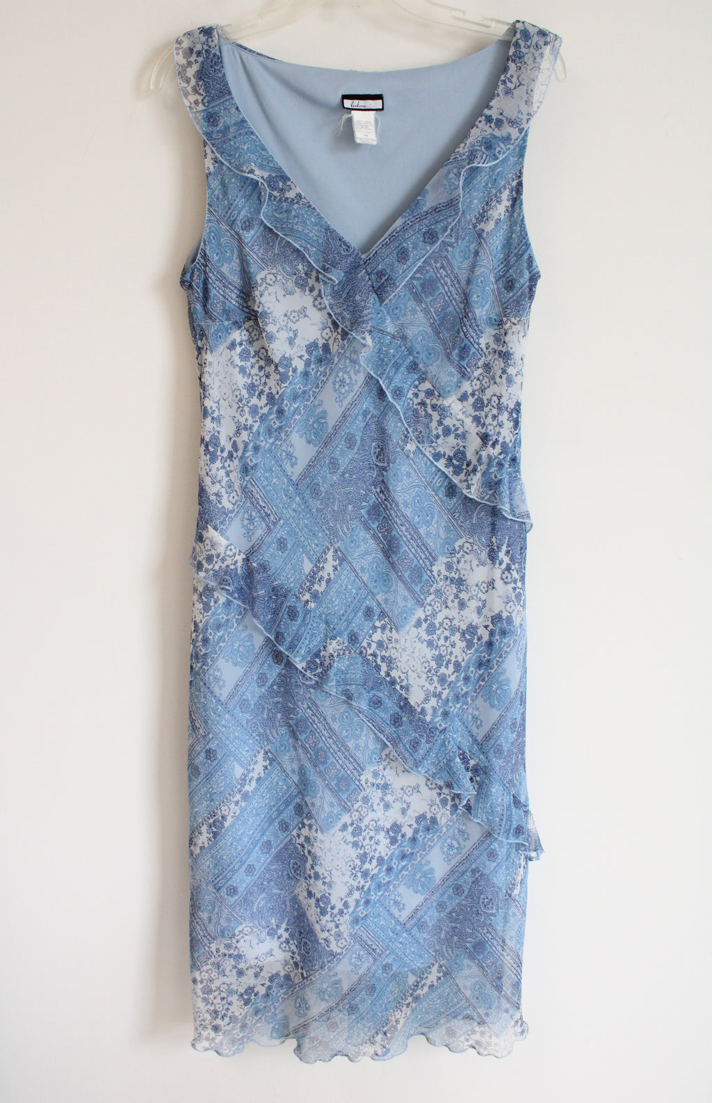 Believe Y2K Blue Paisley Patterned Chiffon Dress | 14