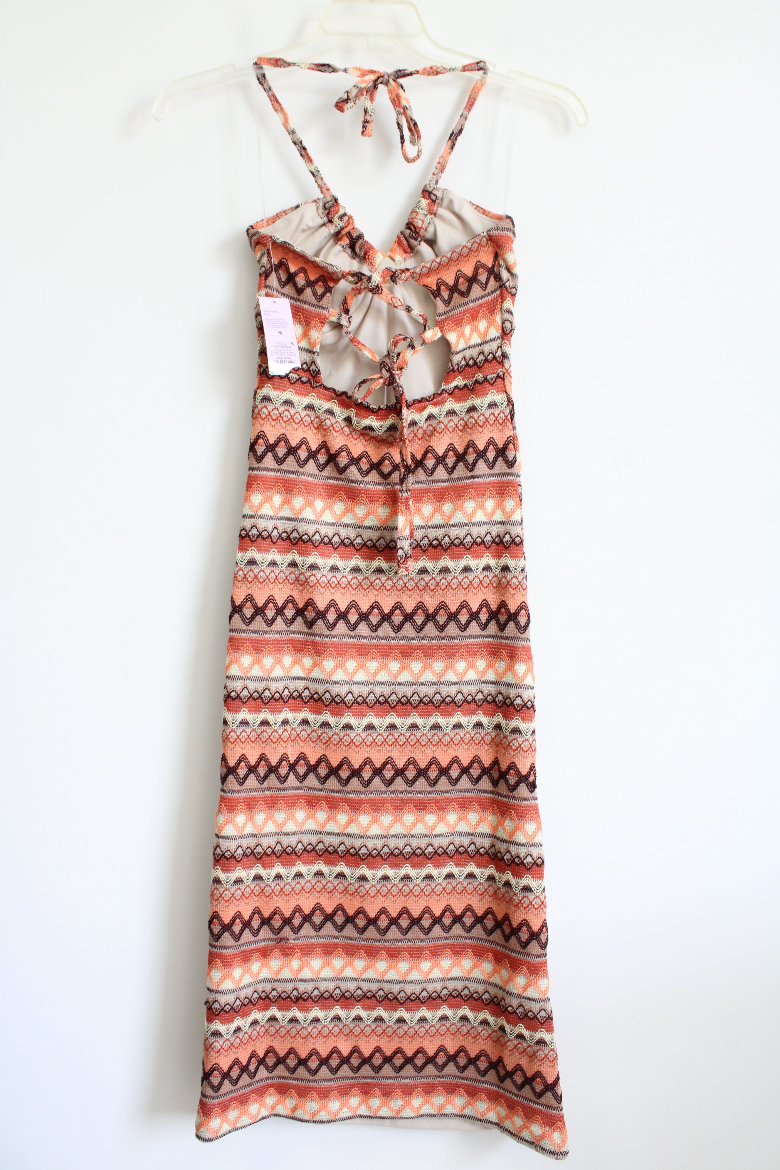 NEW Wild Fable Orange Brown Halter Neck Knit Striped Dress | M