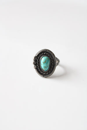 Turquoise Sterling Silver Oval Ring | Size 6