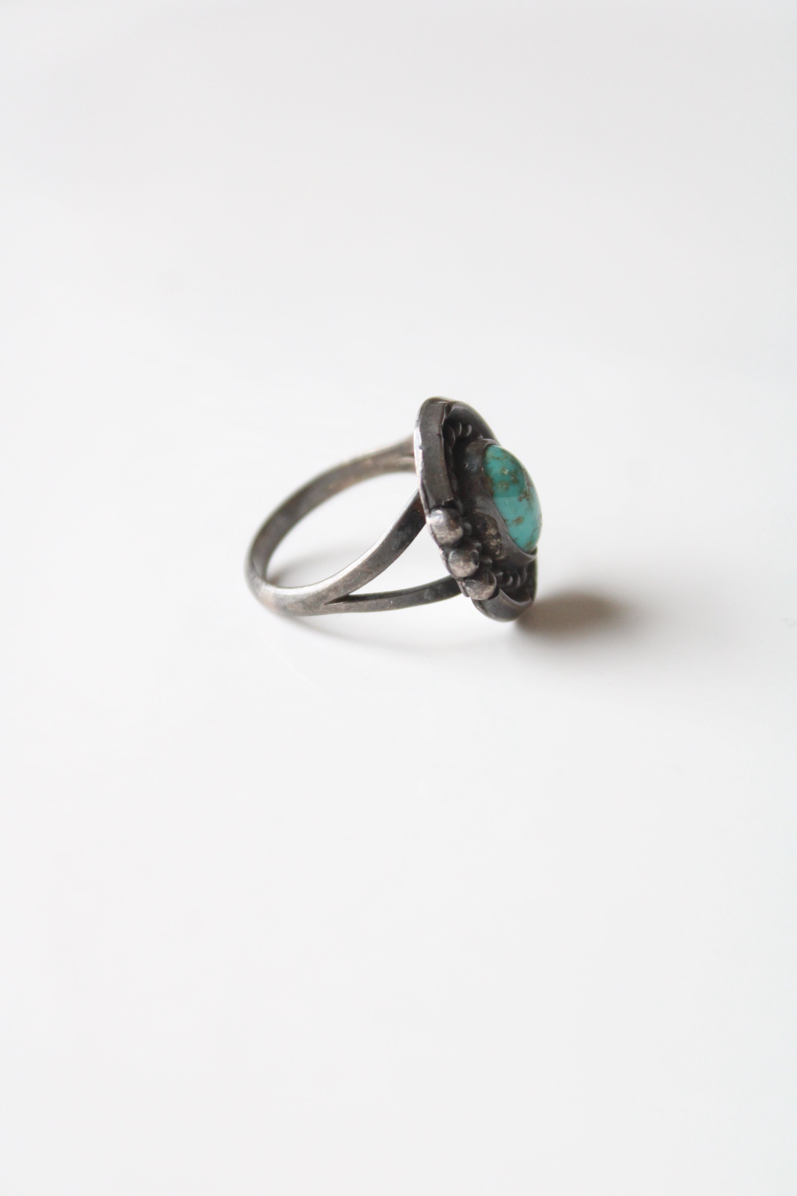 Turquoise Sterling Silver Oval Ring | Size 6