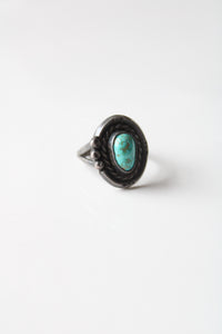 Turquoise Sterling Silver Oval Ring | Size 6