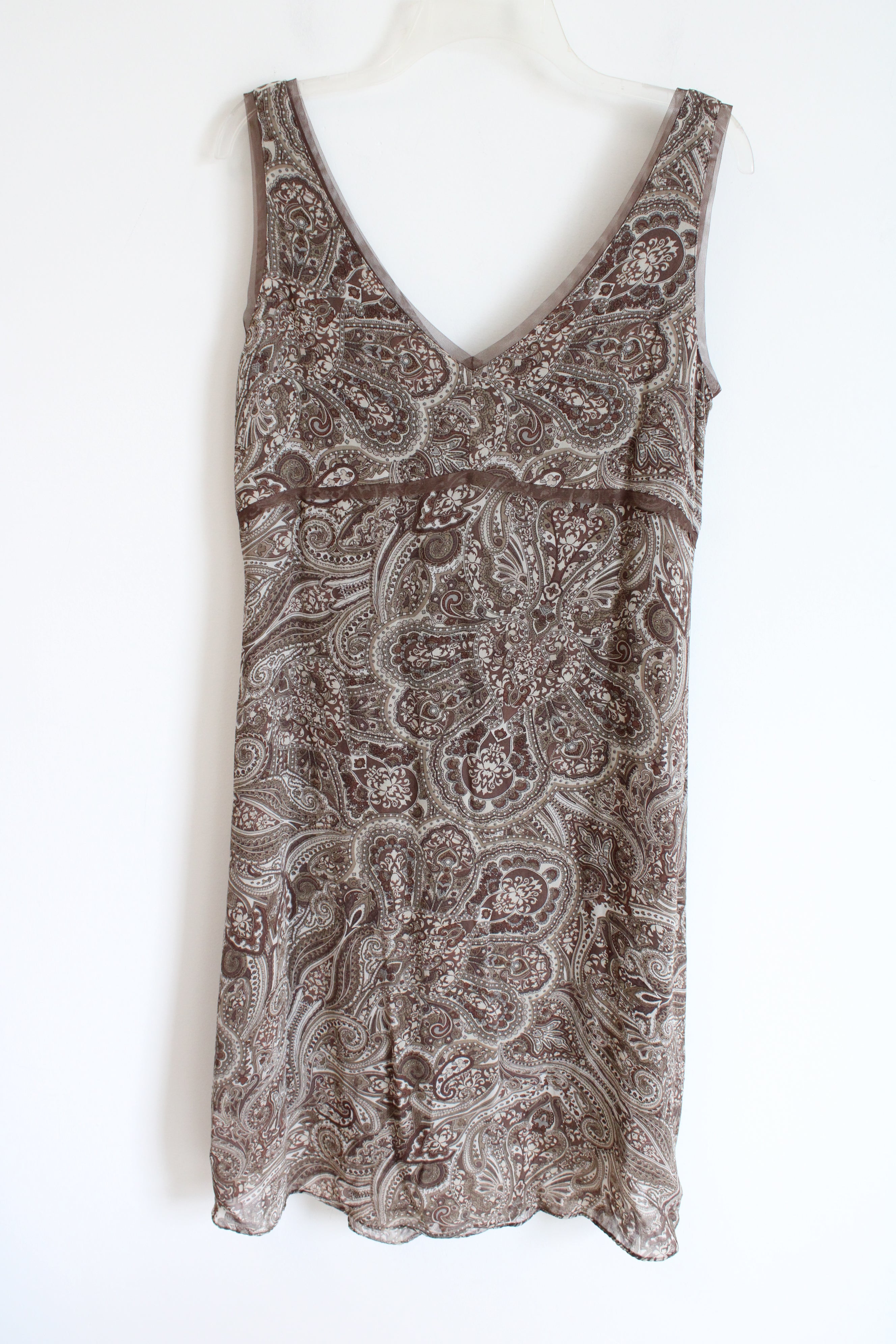 Old Navy Y2K Brown Paisley Chiffon Dress | 10