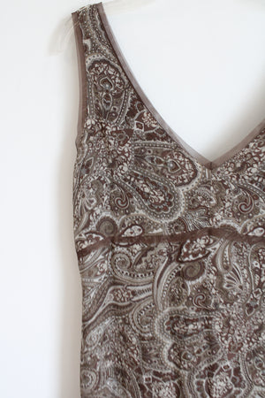 Old Navy Y2K Brown Paisley Chiffon Dress | 10