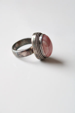 Rhodochrosite TNB Pink Stone Oval Sterling Silver | Size 7