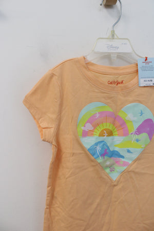 NEW Cat & Jack Tropical Heart Light Orange Shirt | Youth XS 4/5