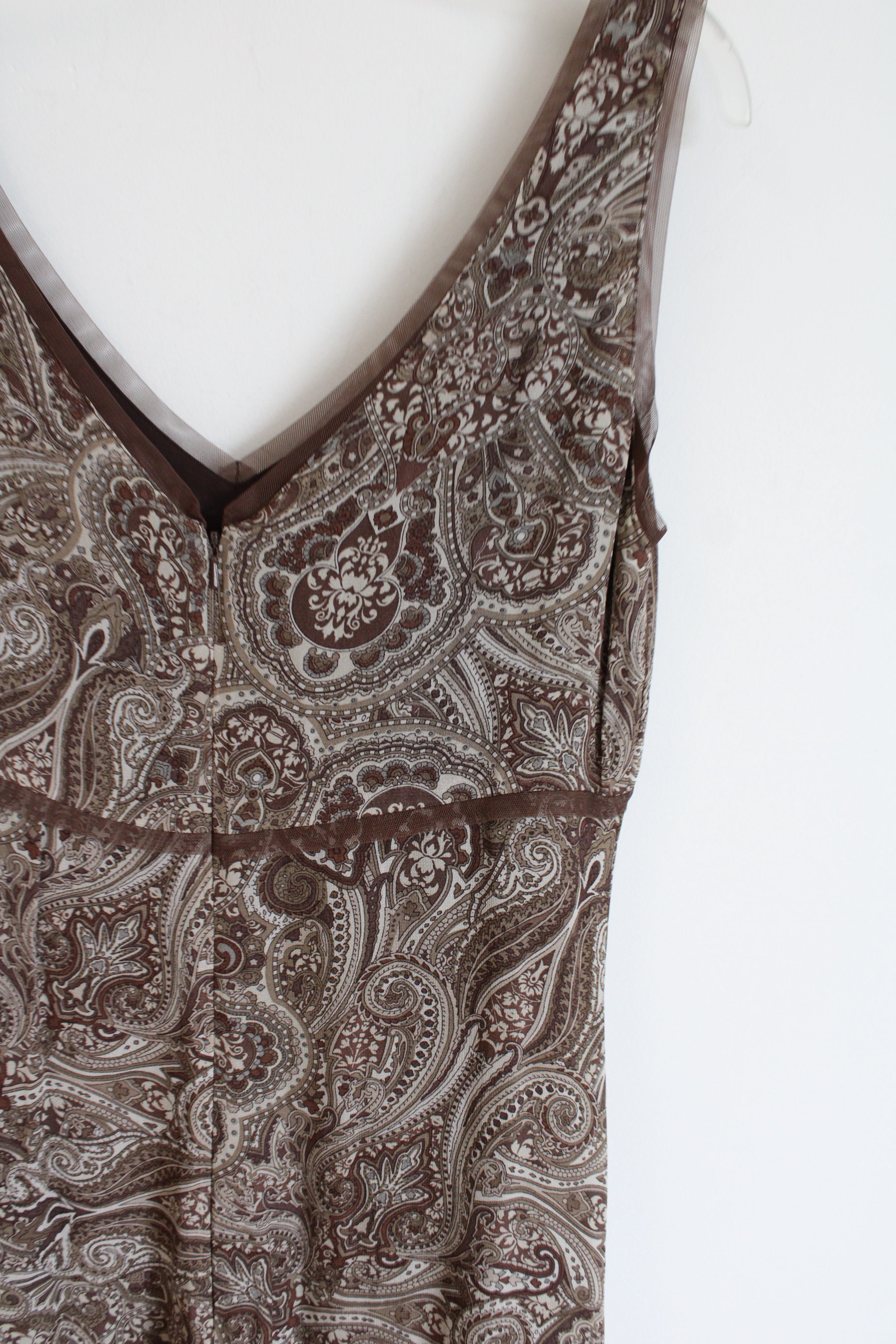 Old Navy Y2K Brown Paisley Chiffon Dress | 10