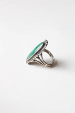 Southwestern Malachite Green Oval Stone Sterling Silver Ring | Size 5