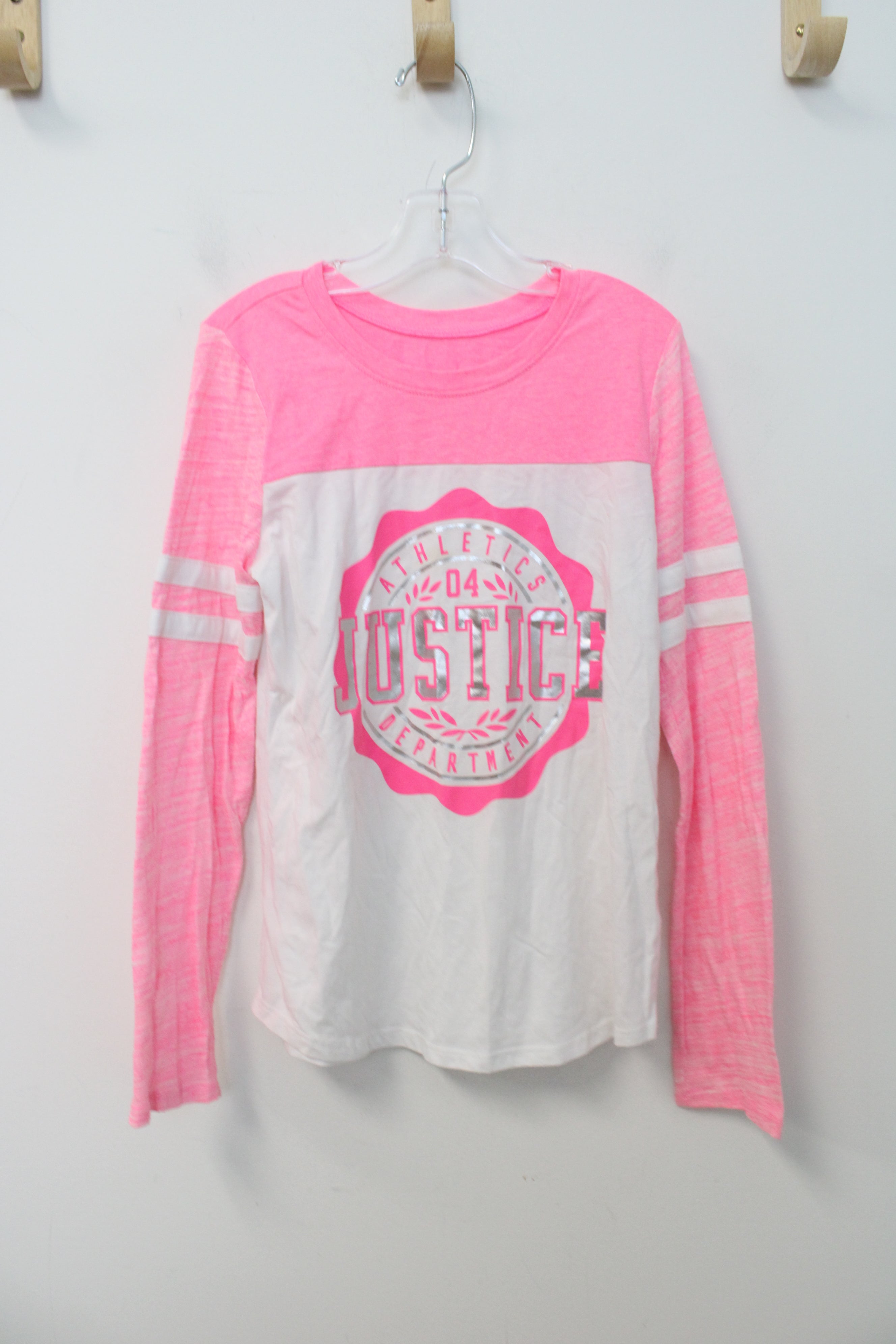 Justice Active Pink & White Long Sleeved Shirt | Youth 8