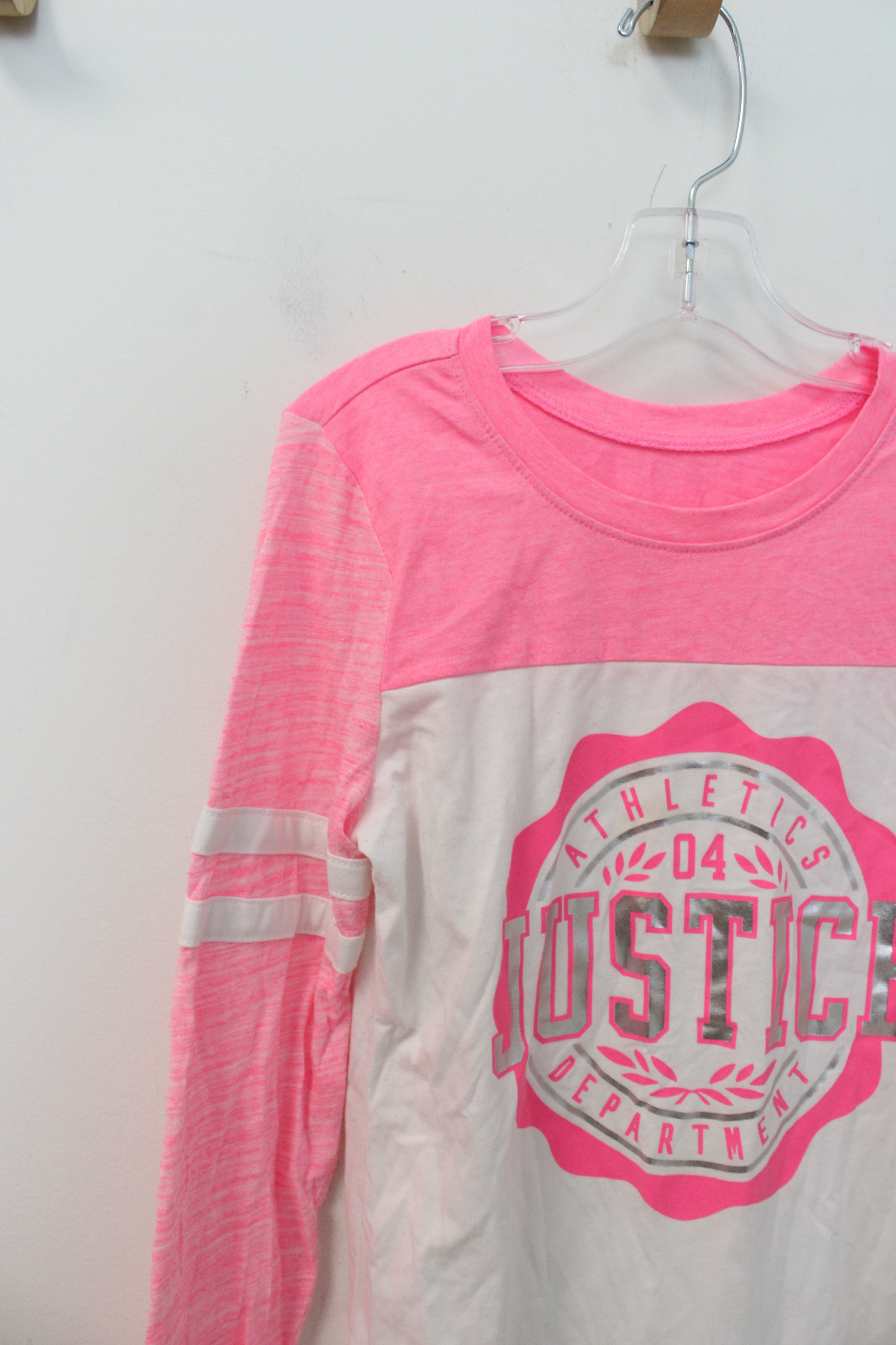 Justice Active Pink & White Long Sleeved Shirt | Youth 8