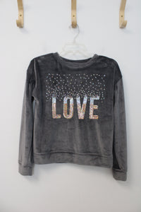 SO Soft Gray Sequined Love Sweatshirt | Youth XL (14/16)