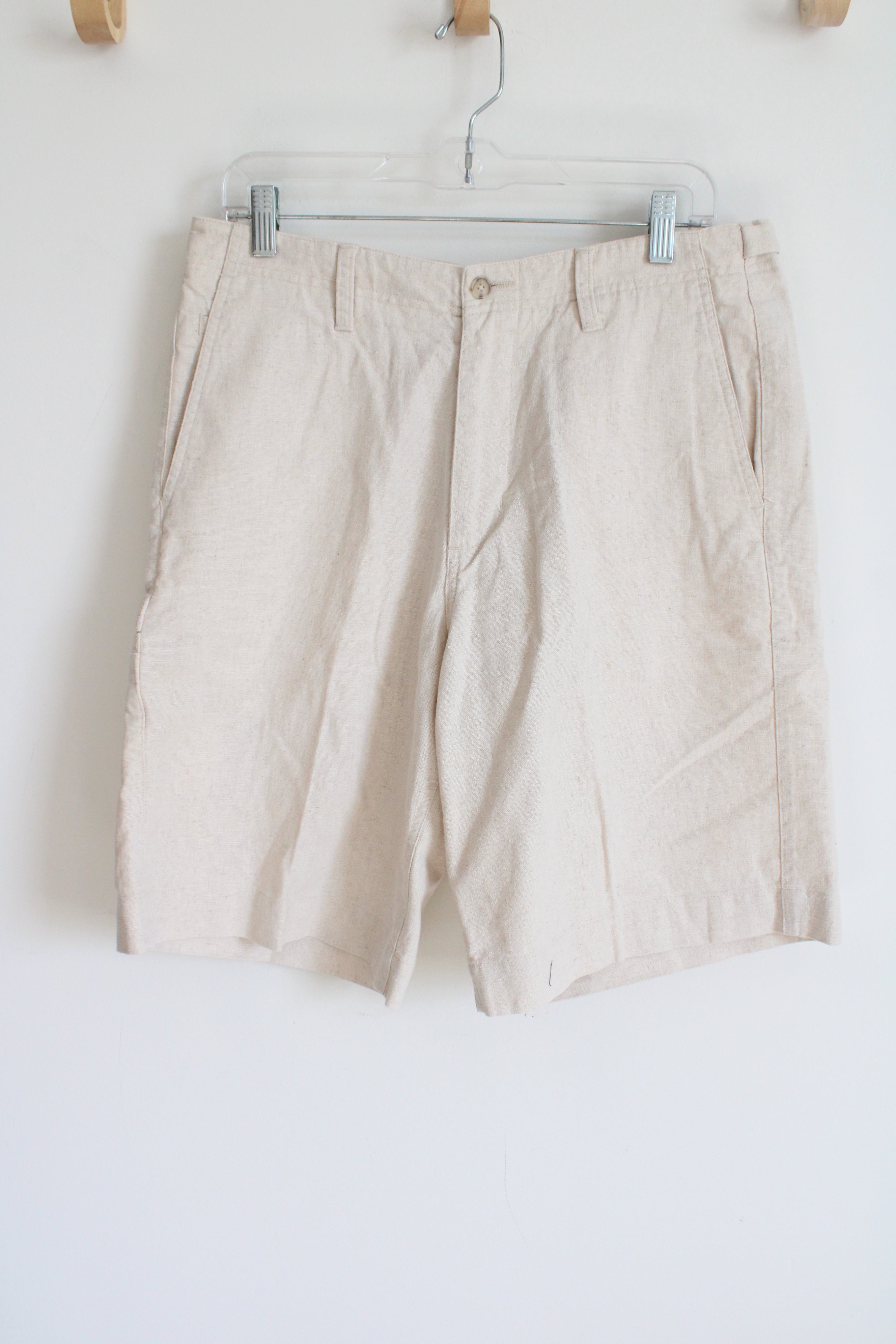 Geoffrey Beene Oatmeal Linen Blend Shorts | 32