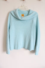 Ruby Rd. Light Blue Knit Cowl Neck Sweater | L Petite