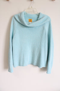 Ruby Rd. Light Blue Knit Cowl Neck Sweater | L Petite