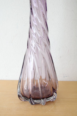 Purple Blown Glass Swirl Large Vase | 16"