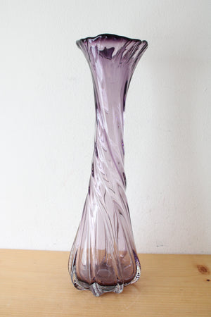 Purple Blown Glass Swirl Large Vase | 16"