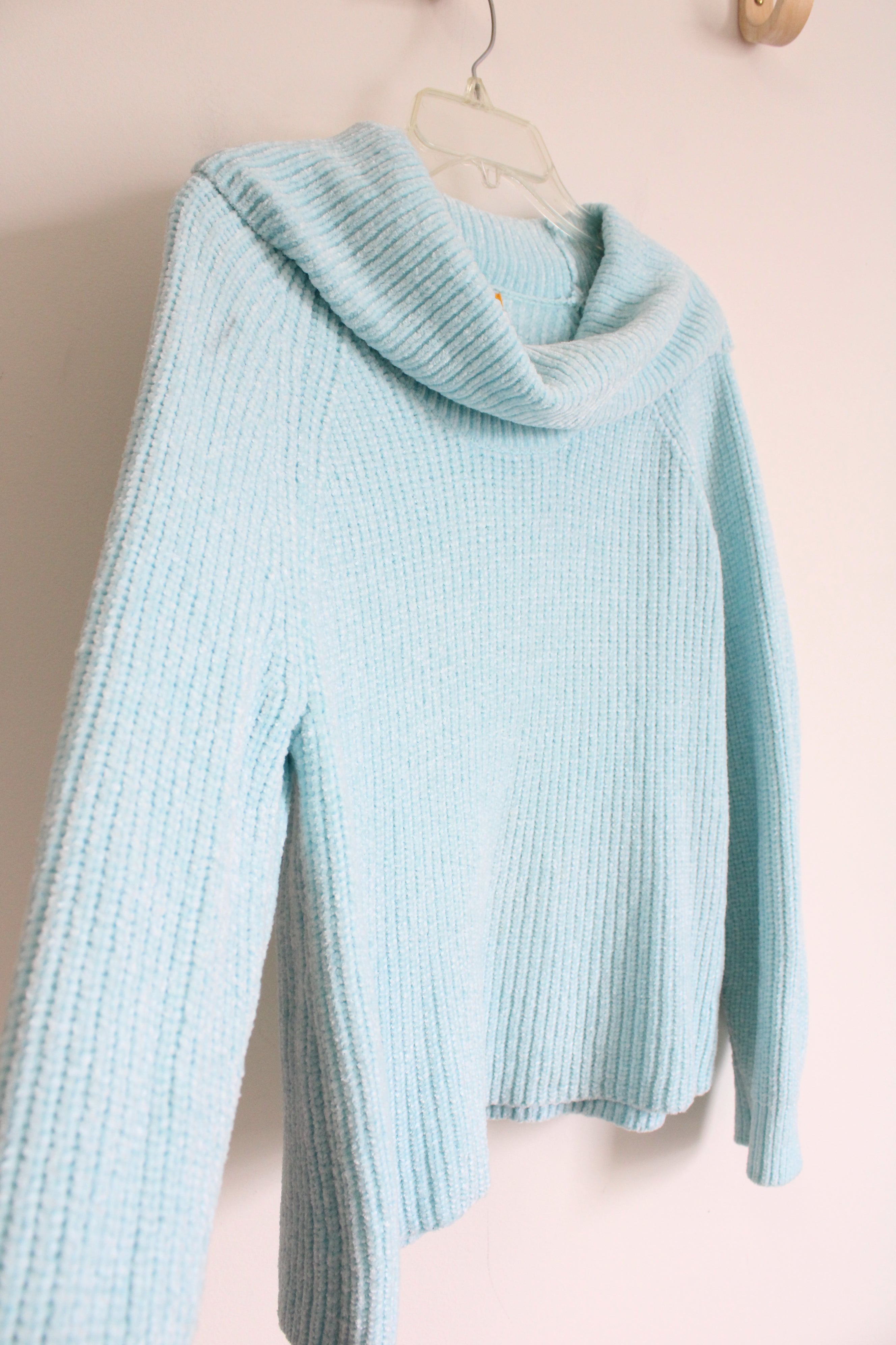 Ruby Rd. Light Blue Knit Cowl Neck Sweater | L Petite