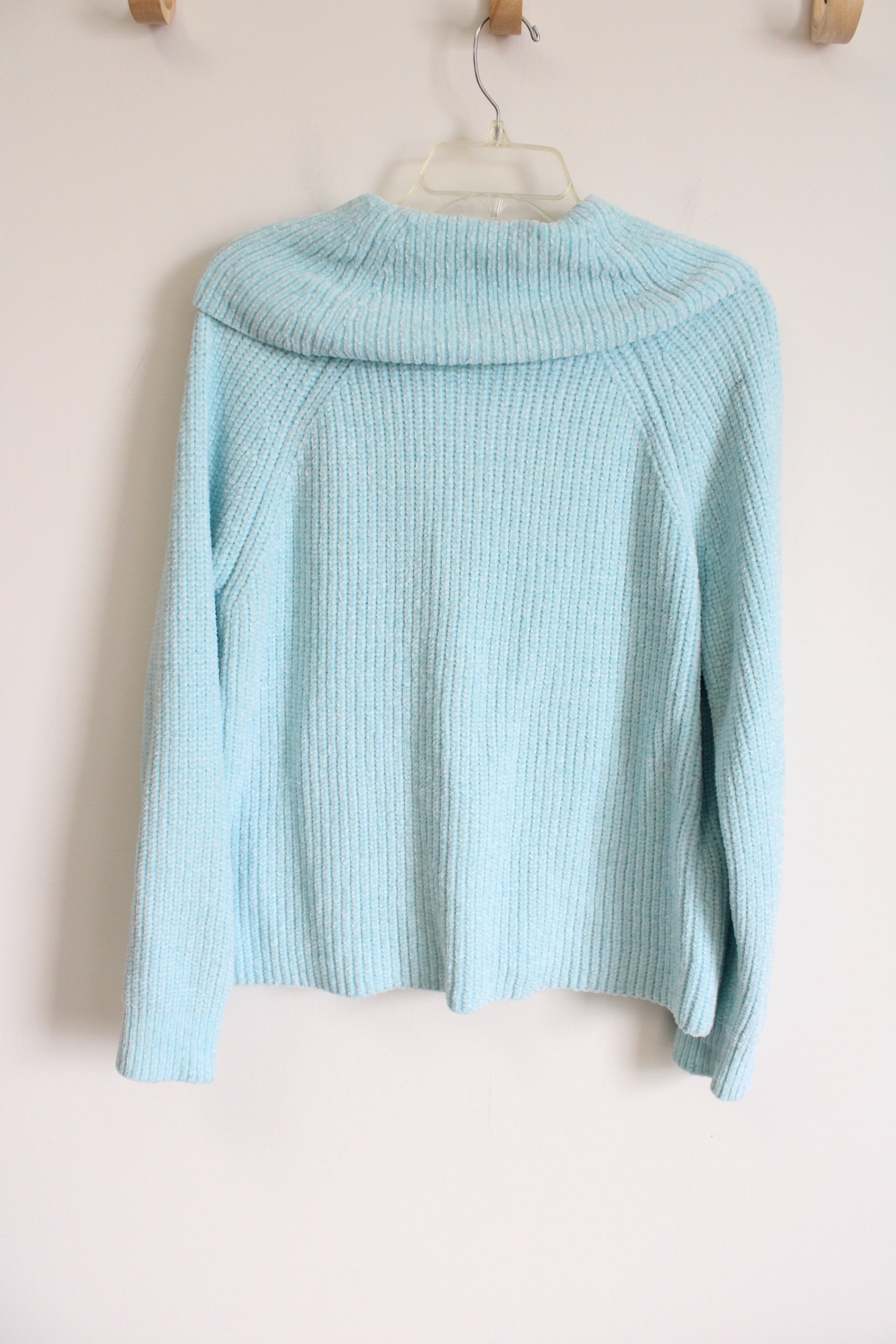 Ruby Rd. Light Blue Knit Cowl Neck Sweater | L Petite