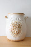 Rumtopf German Cream Colored Peach & Grape Motif Pottery Cannister