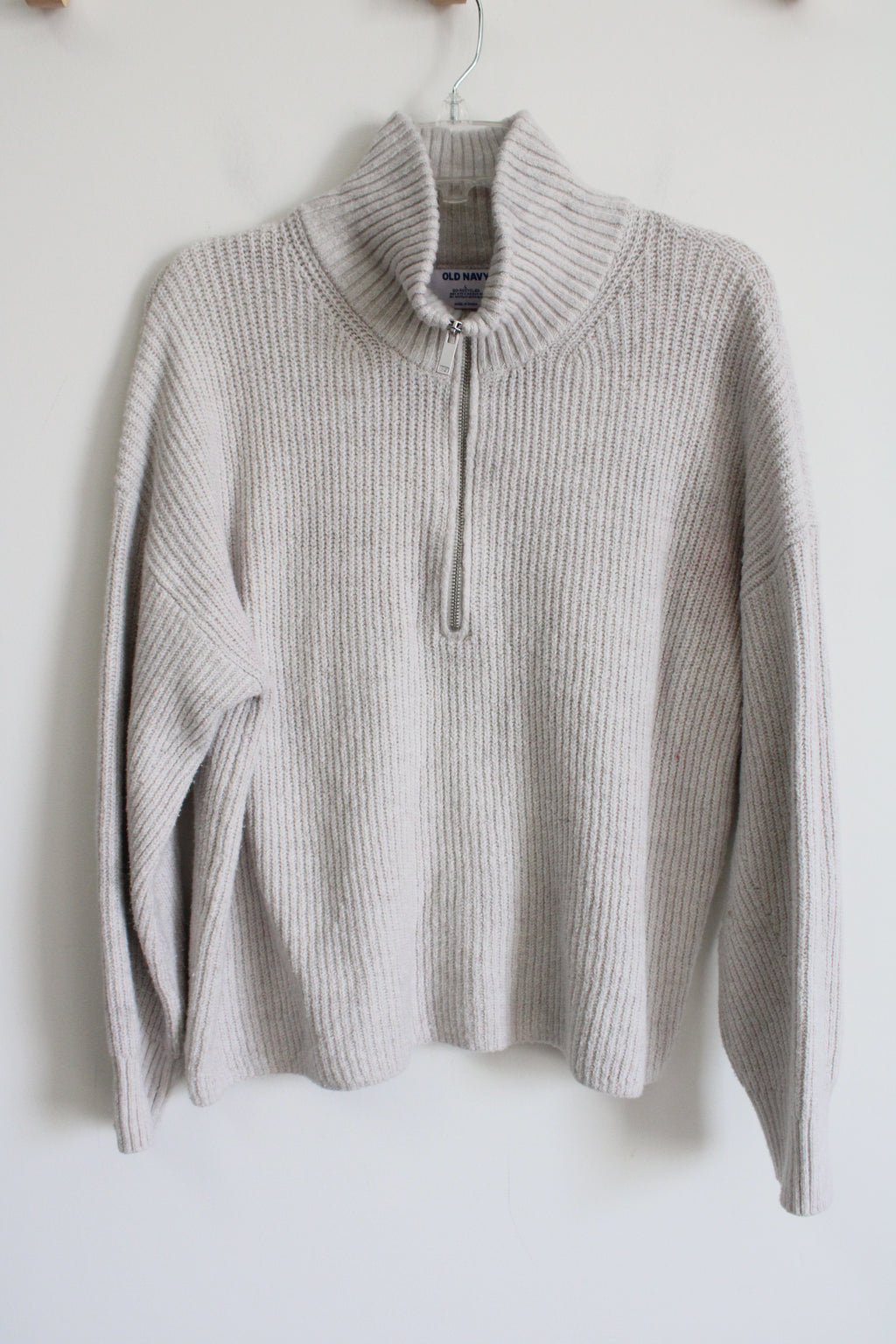 Old Navy Beige Knit 1/4" Zip Knit Sweater | L