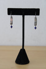 Silver Blue Bead Dangle Earrings