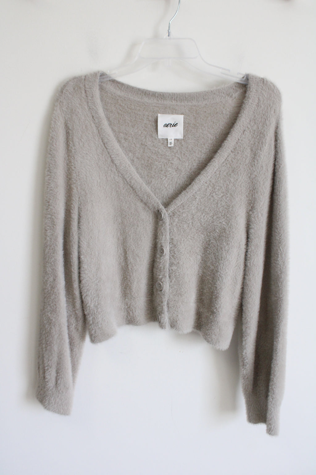 Aerie Gray Eyelash Cardigan Sweater | L