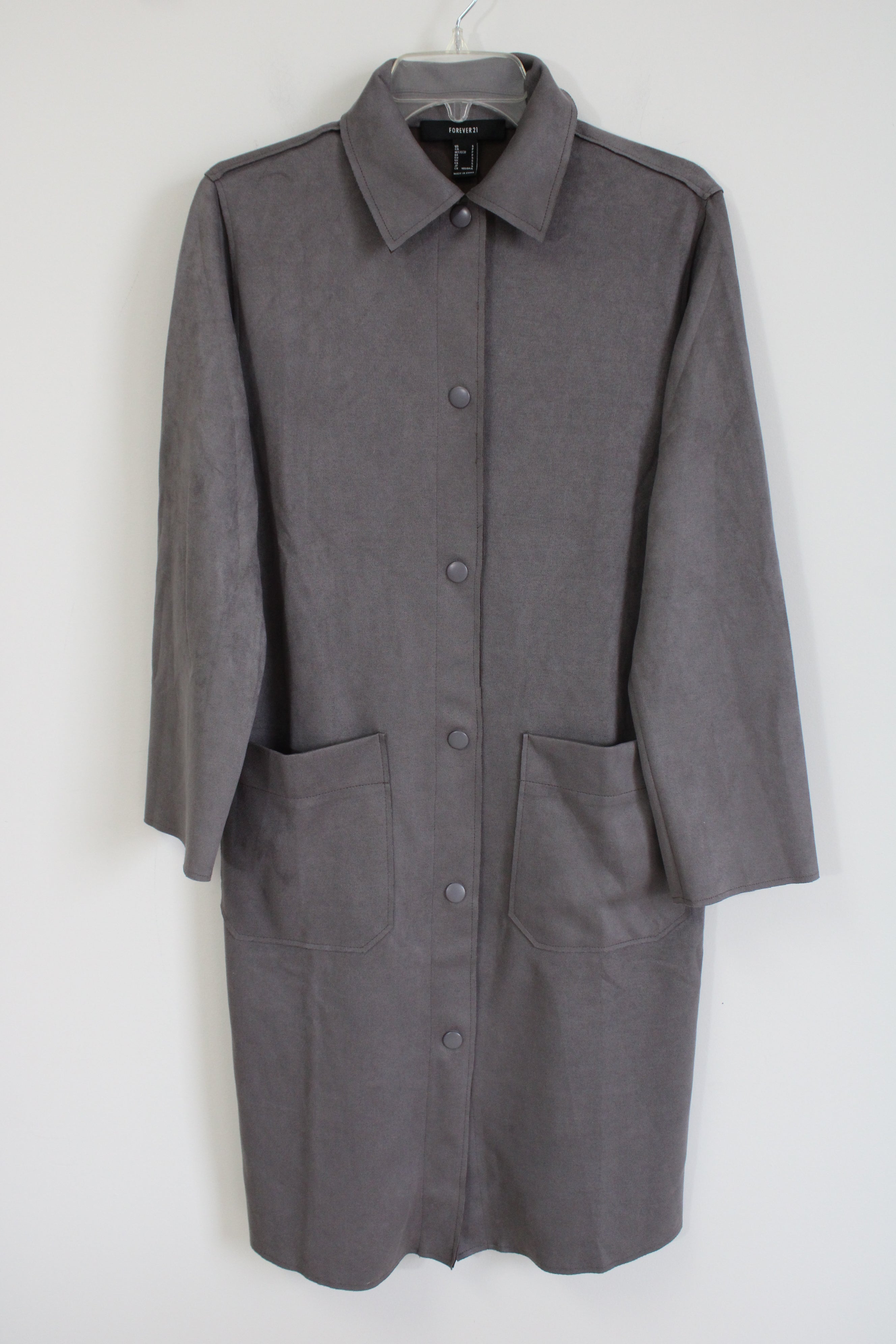 Forever 21 Gray Sueded Long Jacket | S
