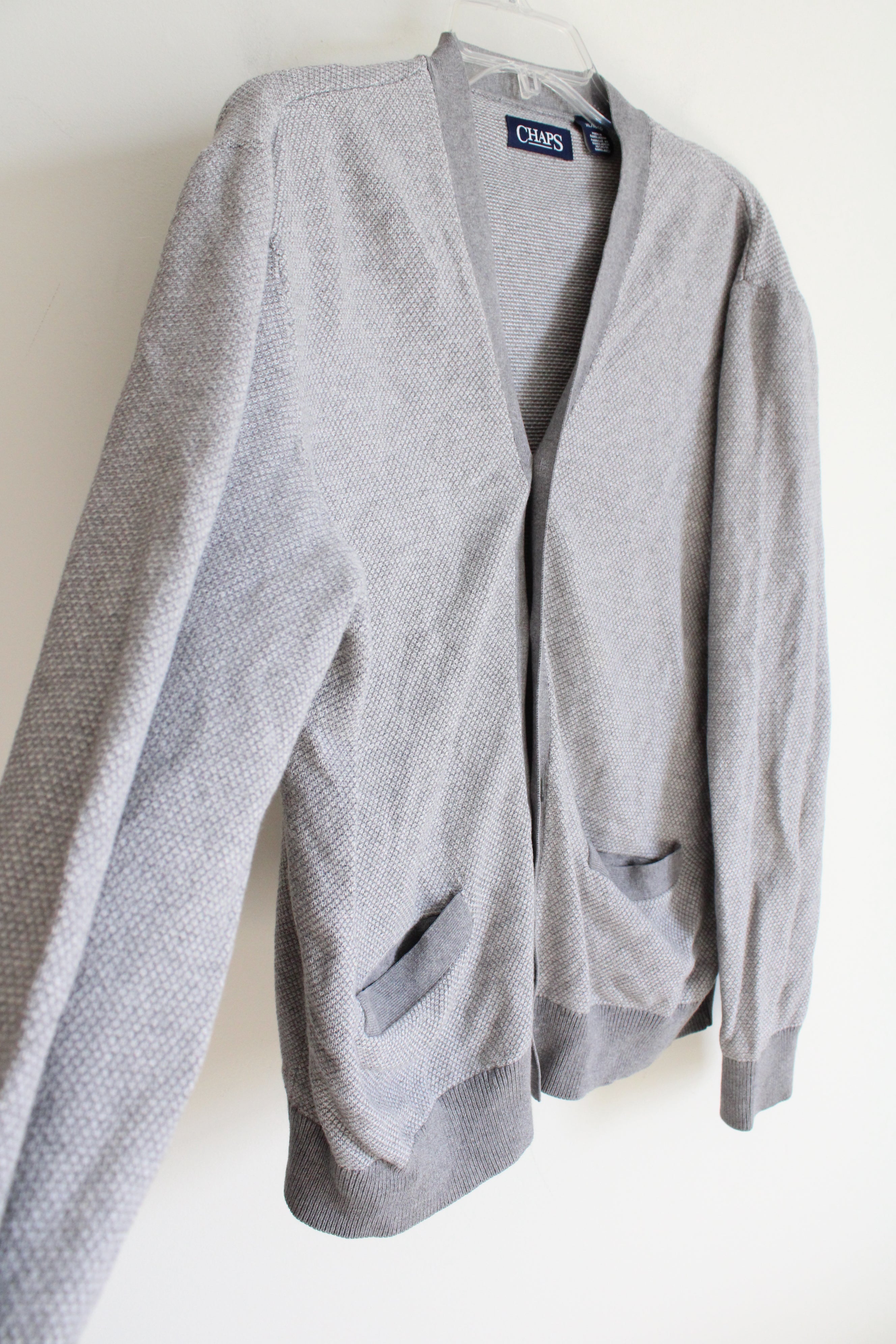 Chaps Gray Knit Cardigan | XL