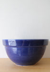 Blue Ribbed Ceramic Large Mixing Bowl