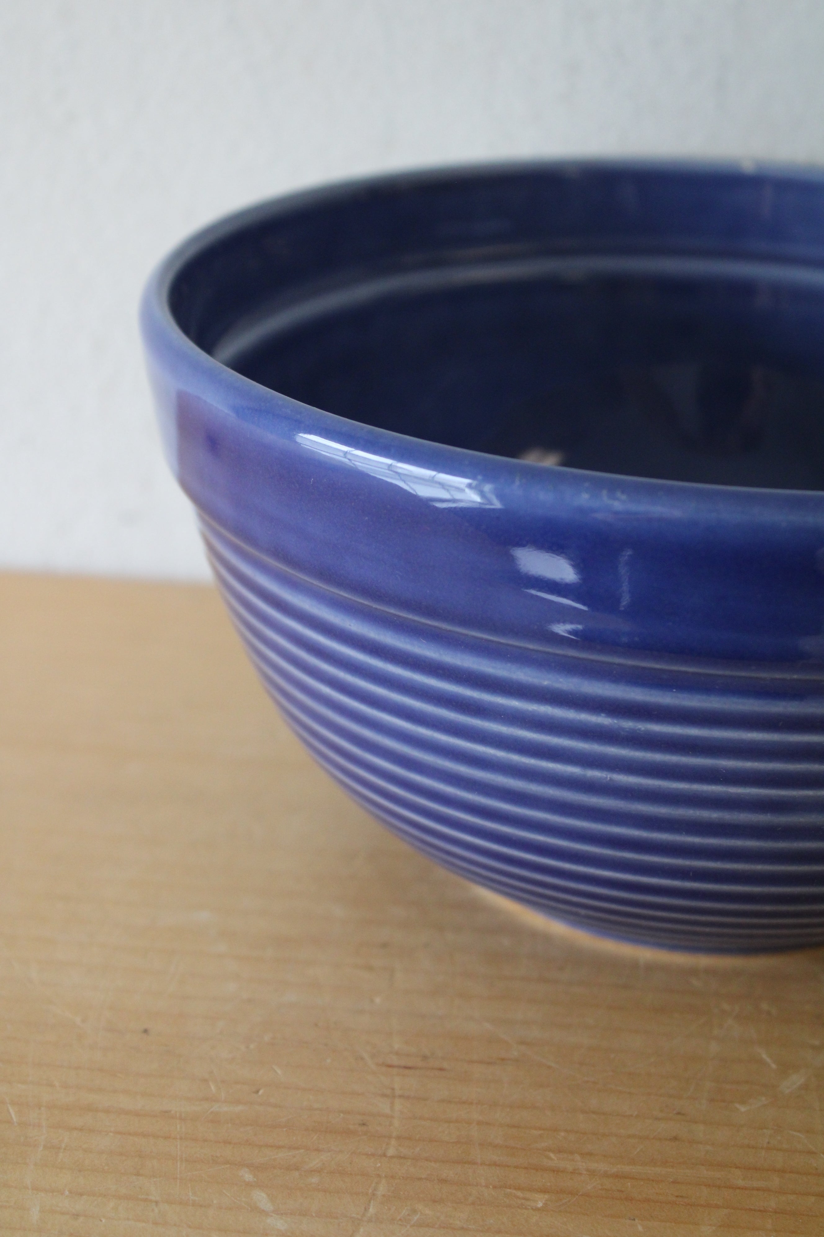 Blue Ceramic Ribbed Medium Mixing Bowl