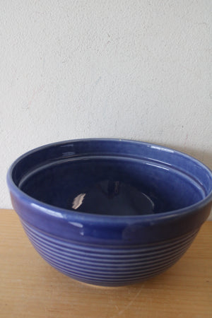 Blue Ceramic Ribbed Medium Mixing Bowl