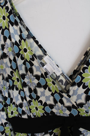 London Times Blue Green Floral Y2K Dress | 10 Petite