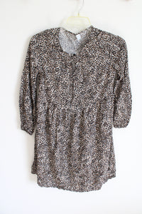 Old Navy Black Brown Leopard Print Speckled Rayon Dress | XS