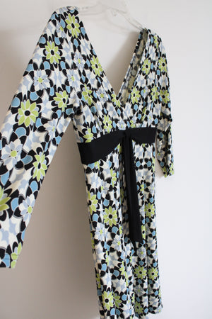 London Times Blue Green Floral Y2K Dress | 10 Petite