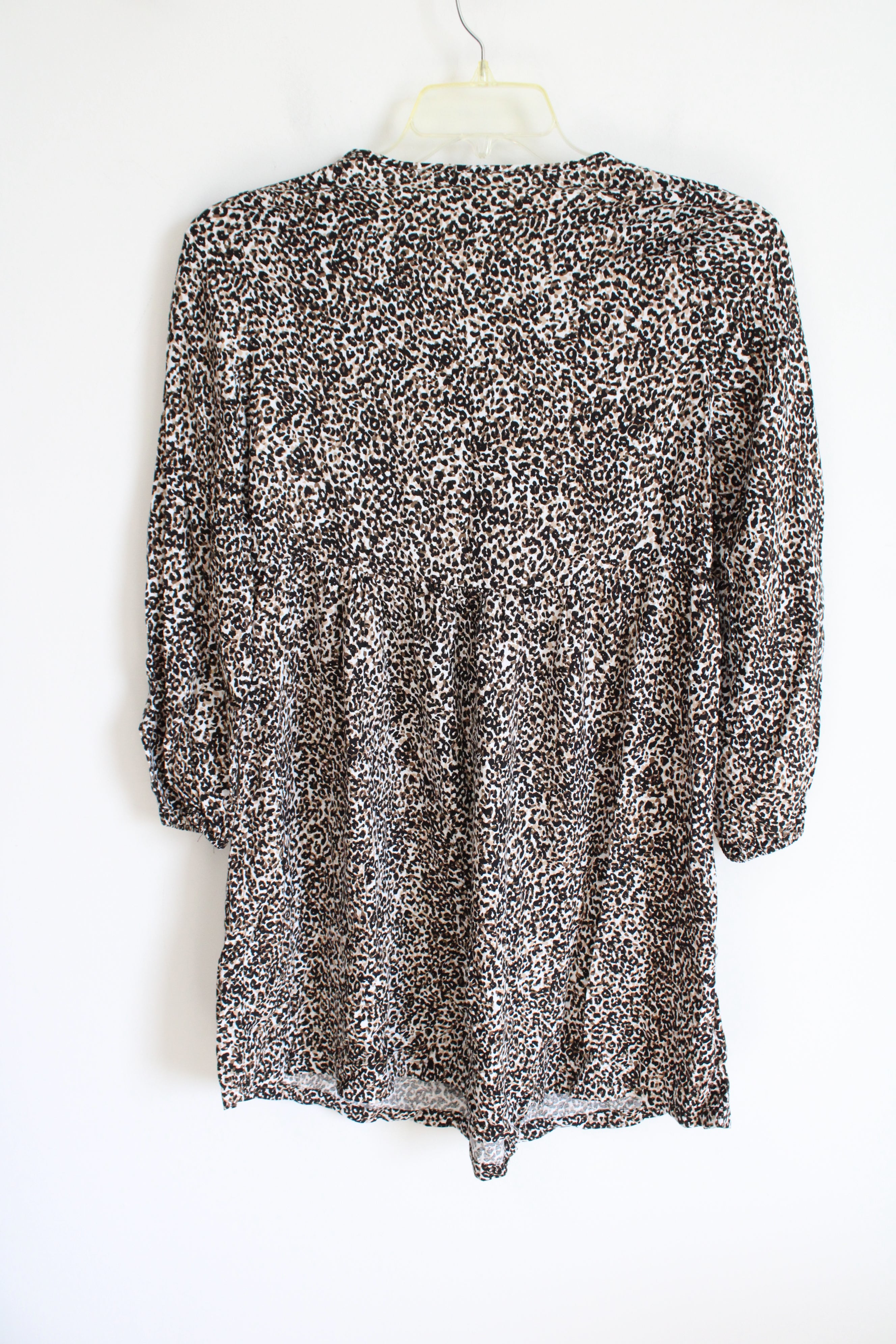 Old Navy Black Brown Leopard Print Speckled Rayon Dress | XS