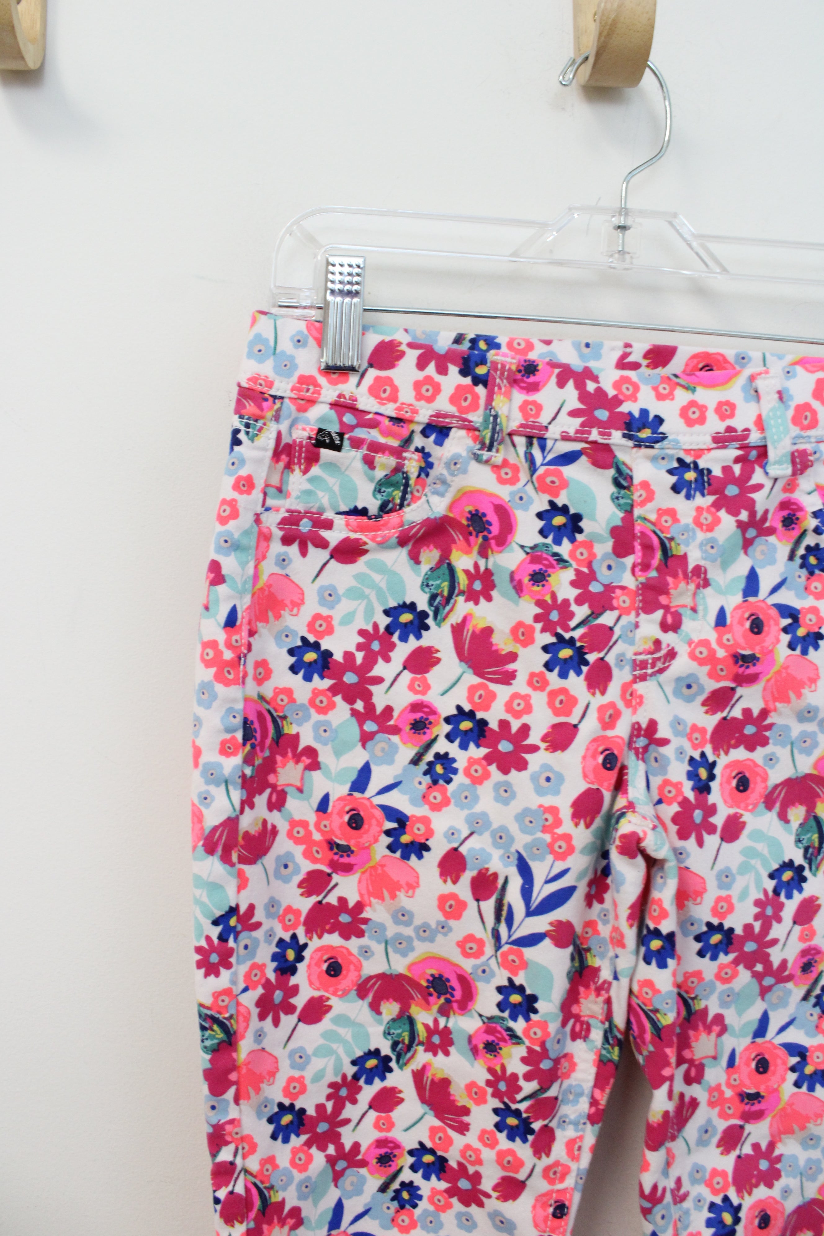 Jordache Pink Blue Floral Crop Jeggings | Youth L (10/12)