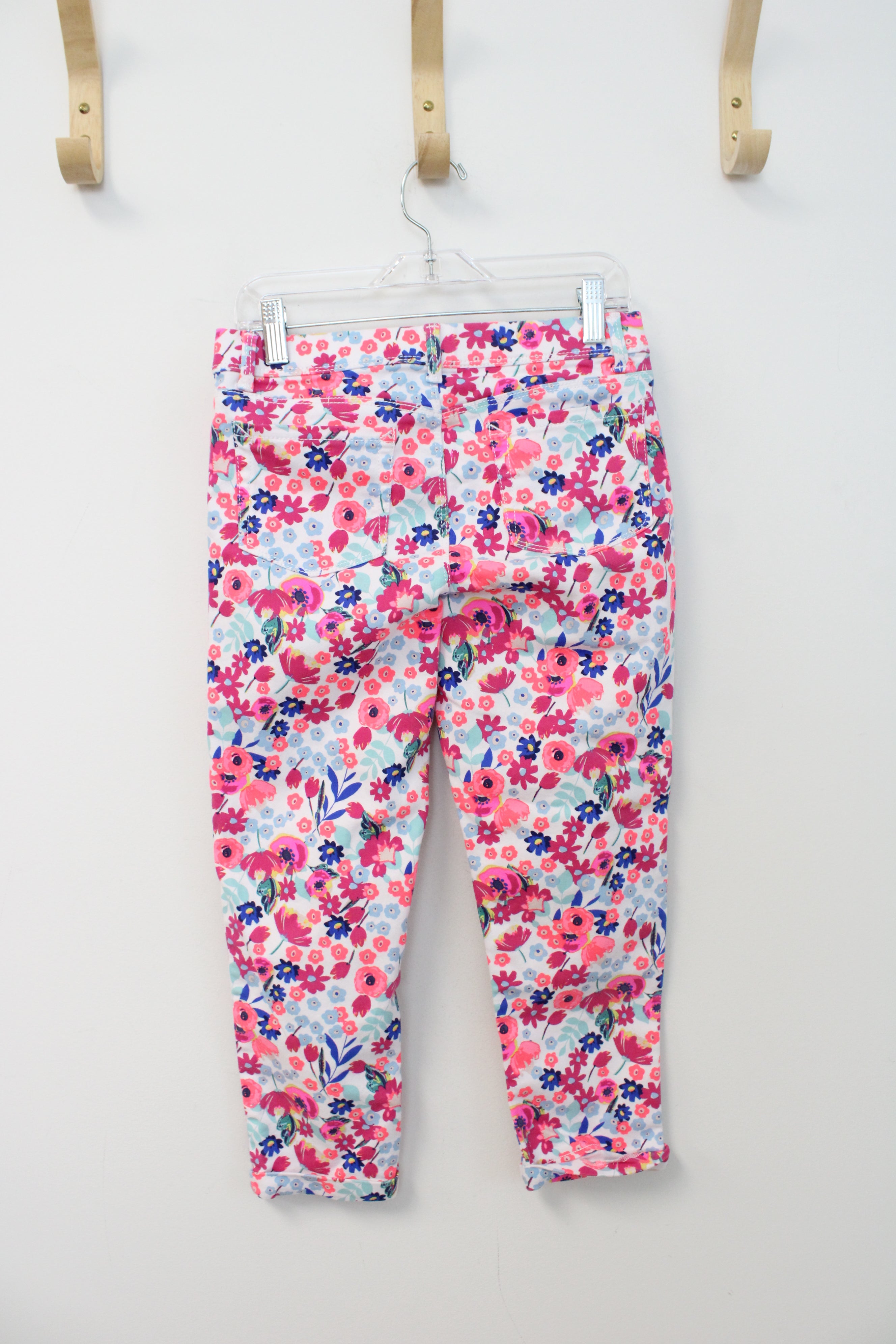 Jordache Pink Blue Floral Crop Jeggings | Youth L (10/12)