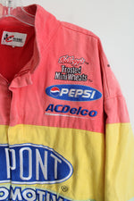 Chase Authentics Vintage Du Pont Automotive Rainbow Striped Denim Racing Jacket | XL