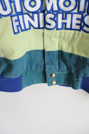 Chase Authentics Vintage Du Pont Automotive Rainbow Striped Denim Racing Jacket | XL