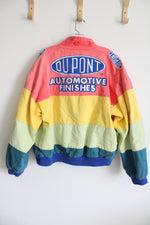 Chase Authentics Vintage Du Pont Automotive Rainbow Striped Denim Racing Jacket | XL