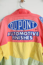 Chase Authentics Vintage Du Pont Automotive Rainbow Striped Denim Racing Jacket | XL