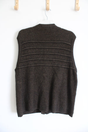 Merino Possom Dark Brown Wool Zip Up Knit Sweater Vest | 2XL