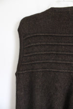 Merino Possom Dark Brown Wool Zip Up Knit Sweater Vest | 2XL