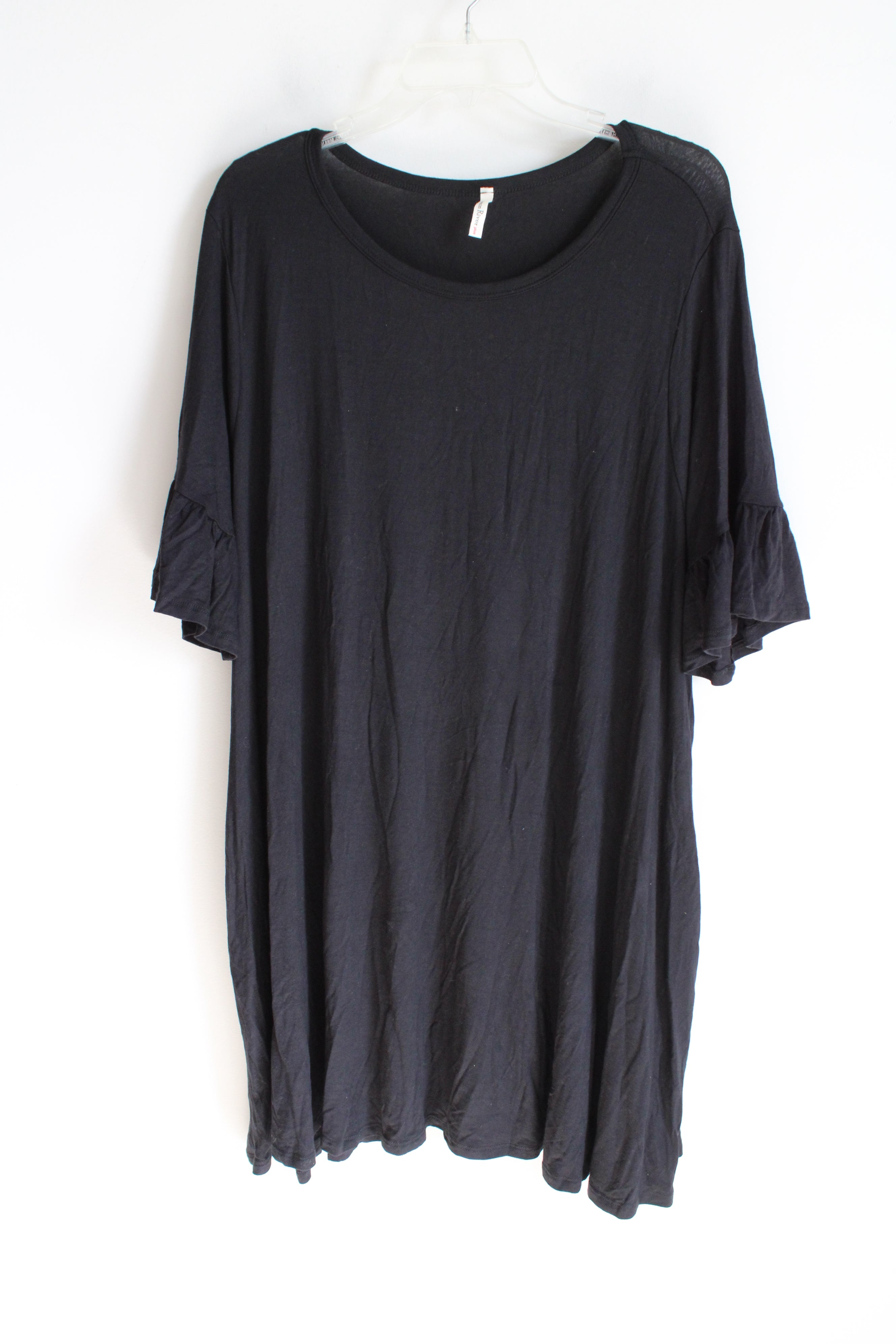 Beeson River Black Rayon Ruffle Sleeved Dress | 3XL