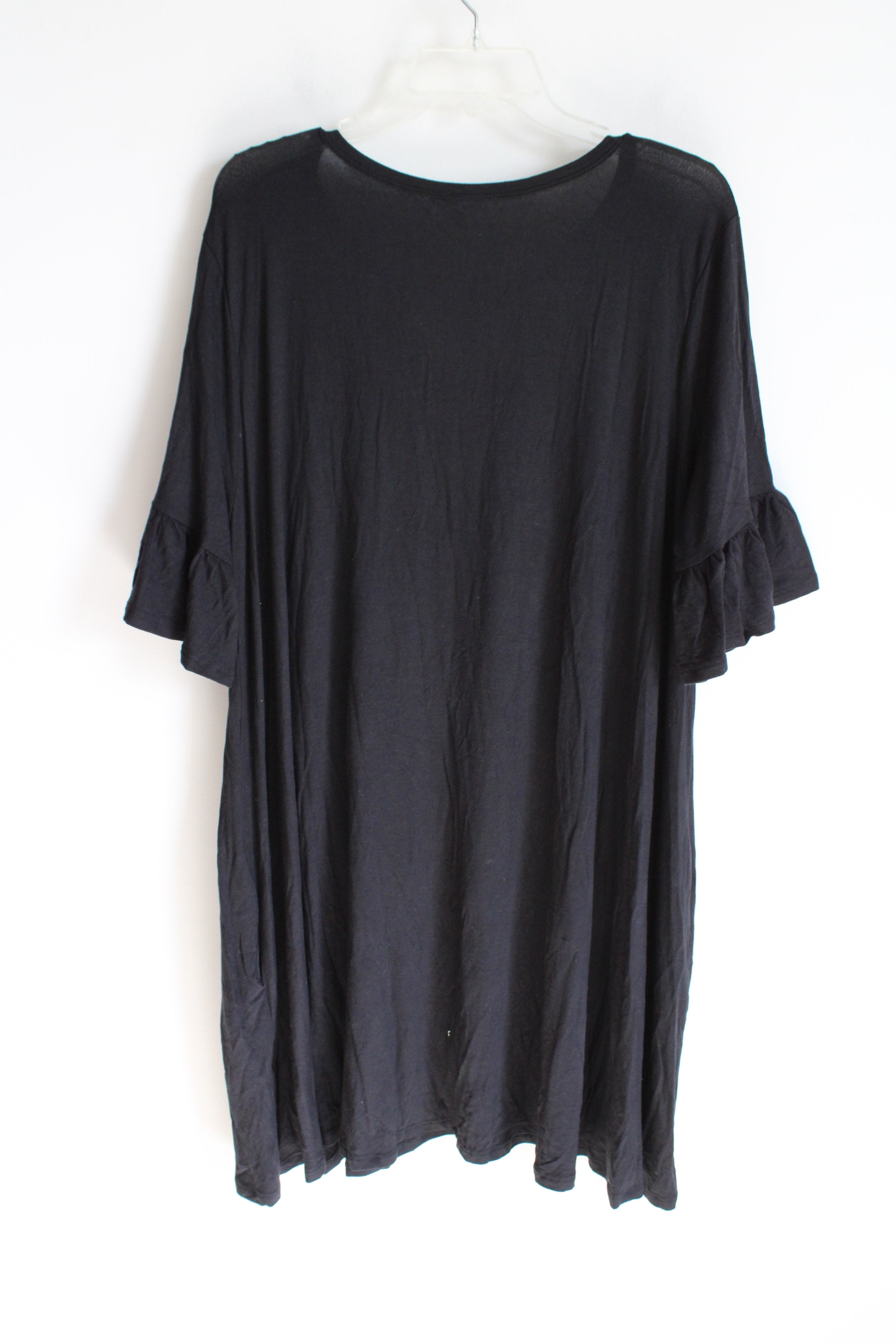 Beeson River Black Rayon Ruffle Sleeved Dress | 3XL