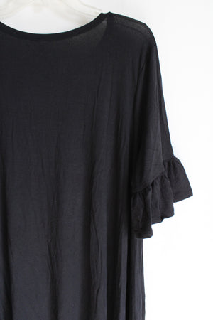 Beeson River Black Rayon Ruffle Sleeved Dress | 3XL