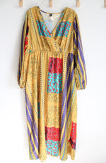 Shein Curve Yellow Patterned Long Sleeved Maxi Dress | 4XL