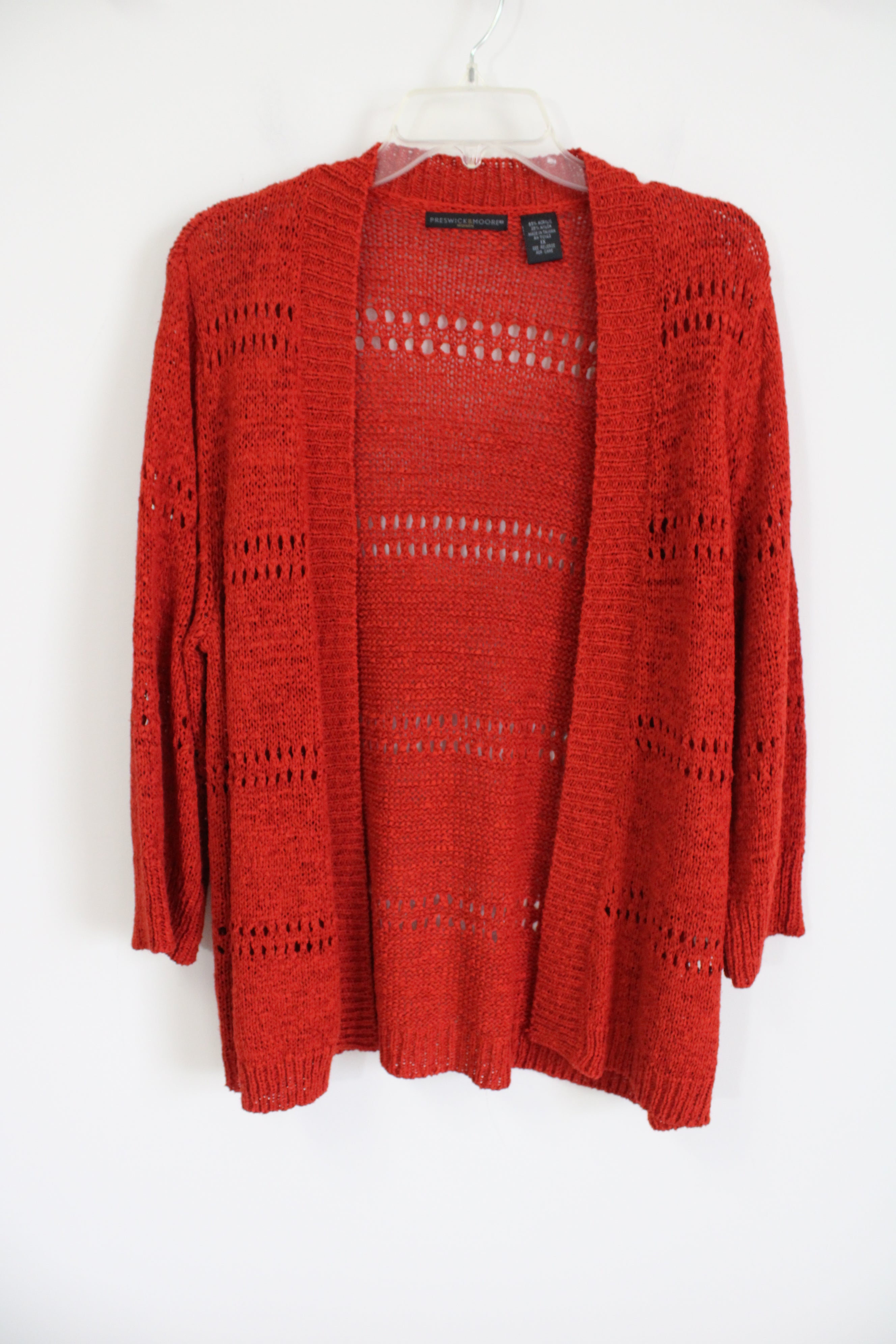 Preswick & More Dark Orange Knit Cardigan | 1X