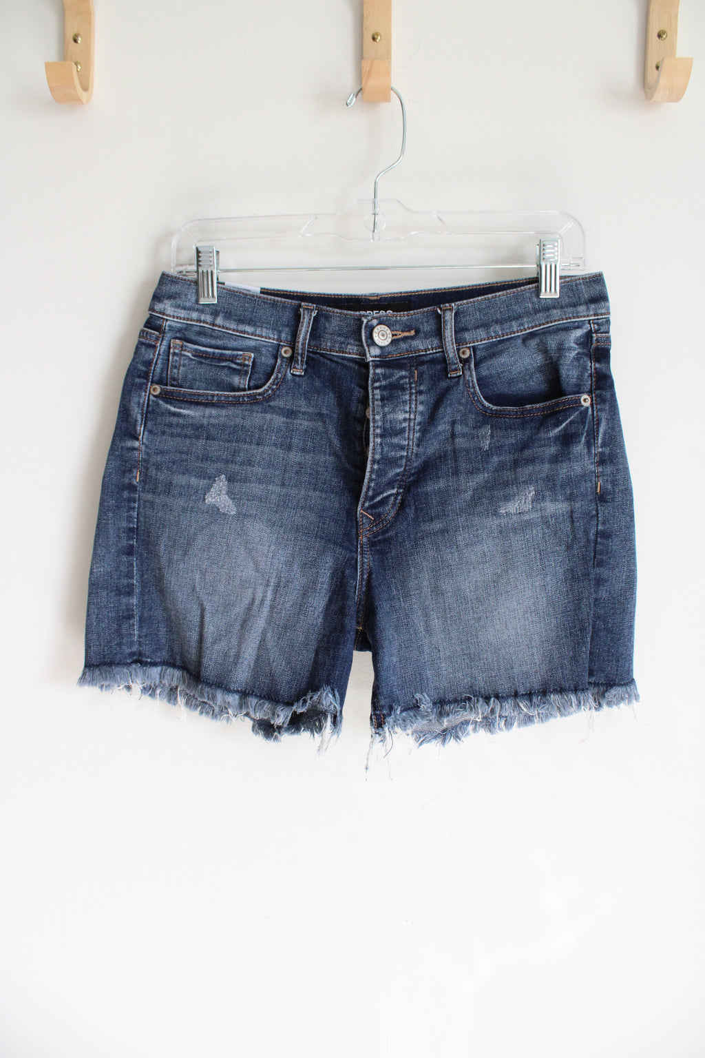 Express Midi Vintage High Rise Denim Shorts | 4