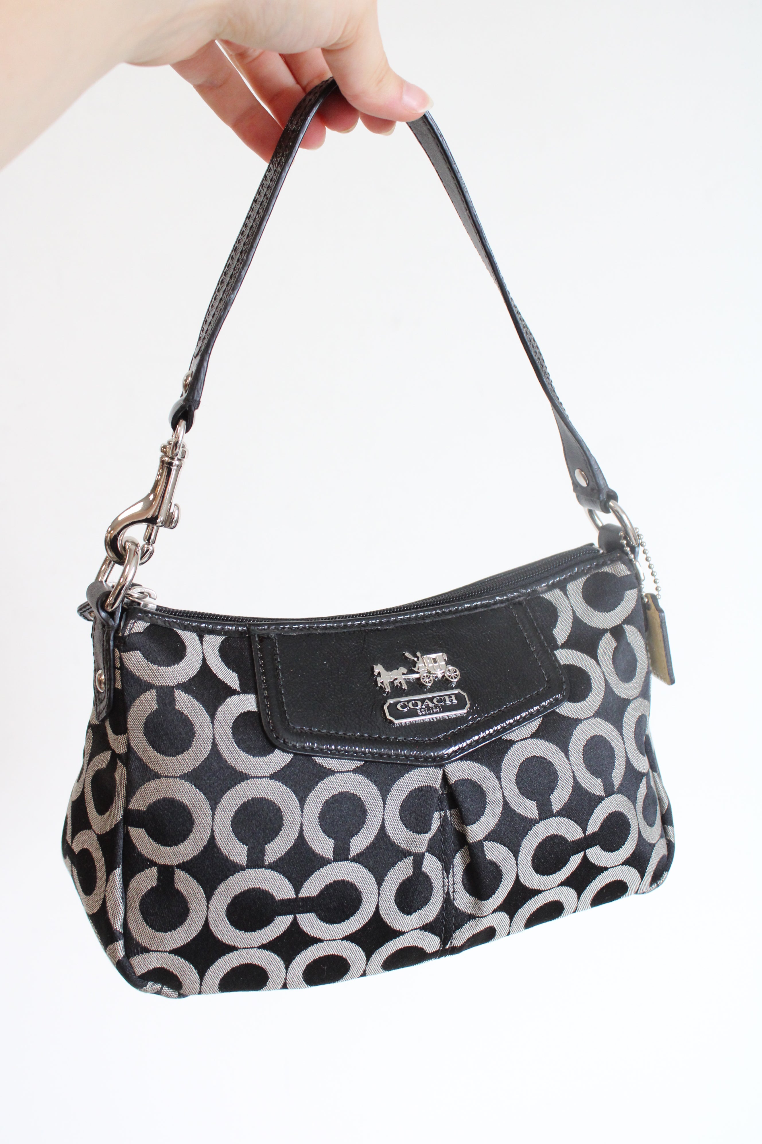 Coach Y2K Style Madison Mini Bag Gray & Black Monogram Purse